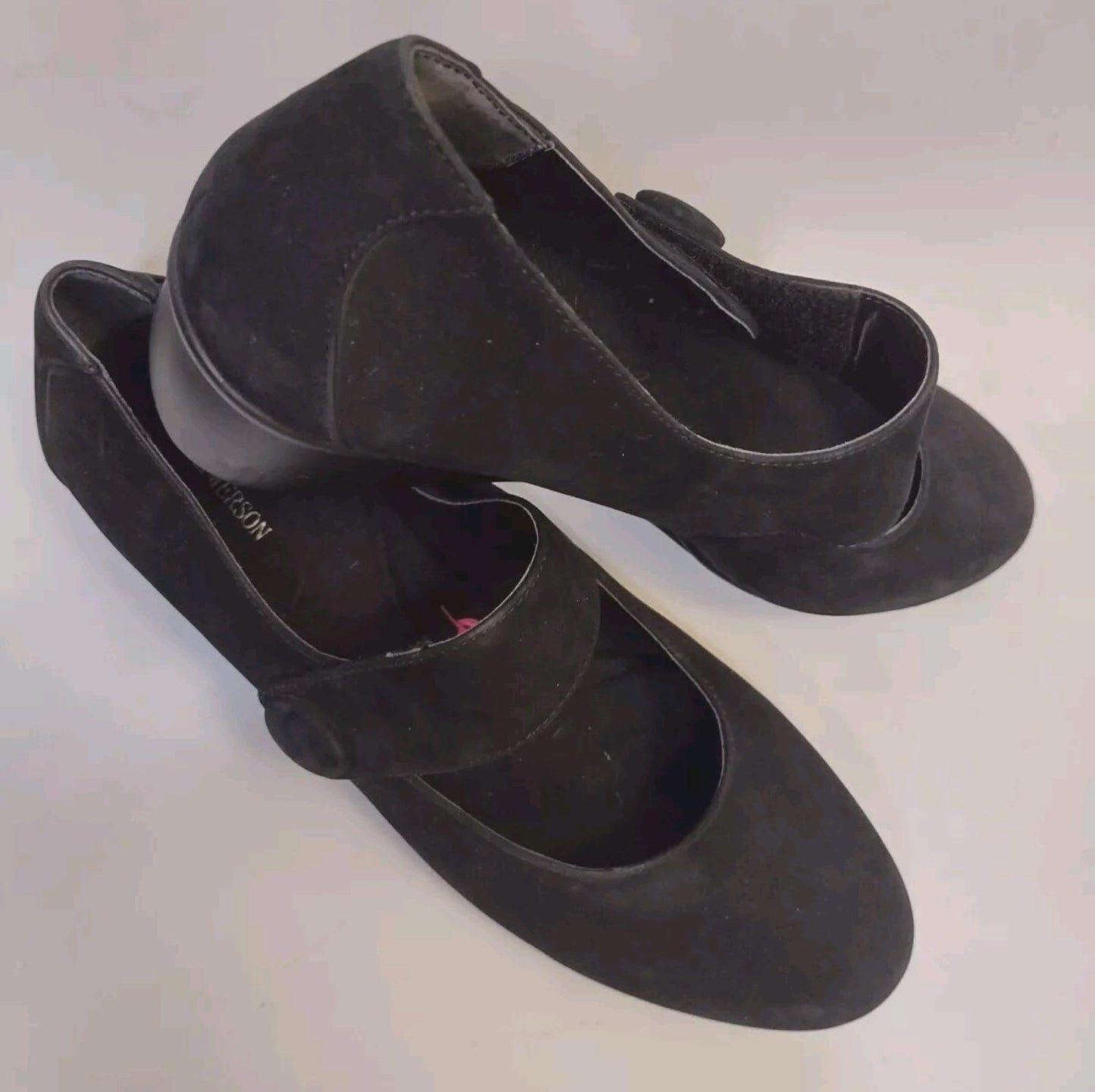 ROS HOMMERSON Shoes SZ 9.5 N Black  Suede Leather Grandma Core Mary Jane Wedge