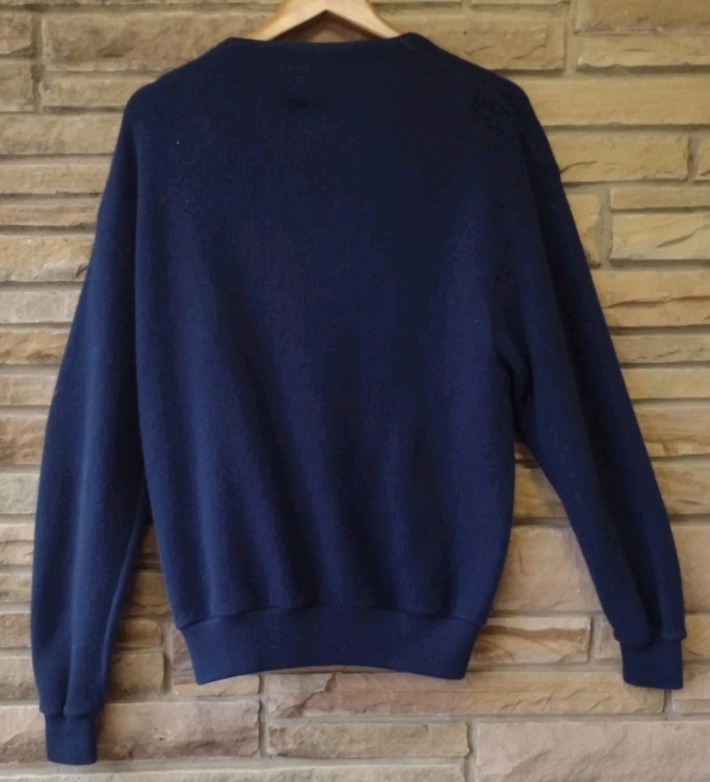 Vintage 50s 60s Men’s Navy Wool Cardigan Sweater V‑Neck Button Front M/L