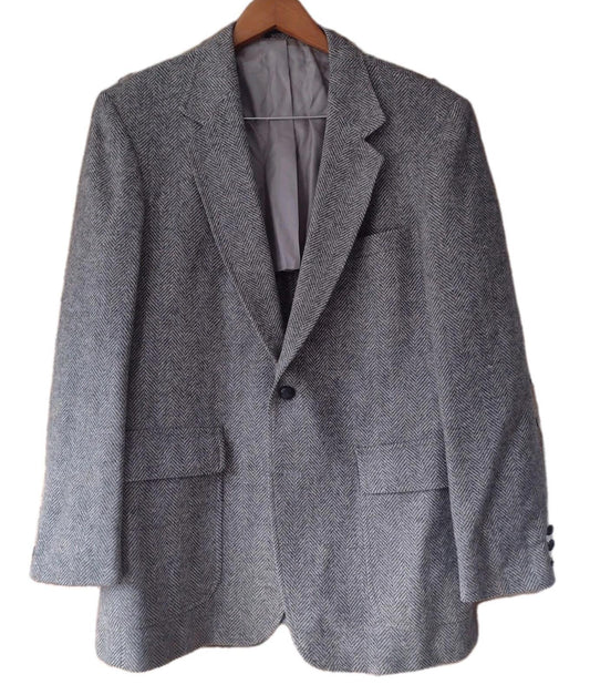 Vintage Shuttler's Menswear Wool Herringbone Tweed Blazer Jacket Size L USA