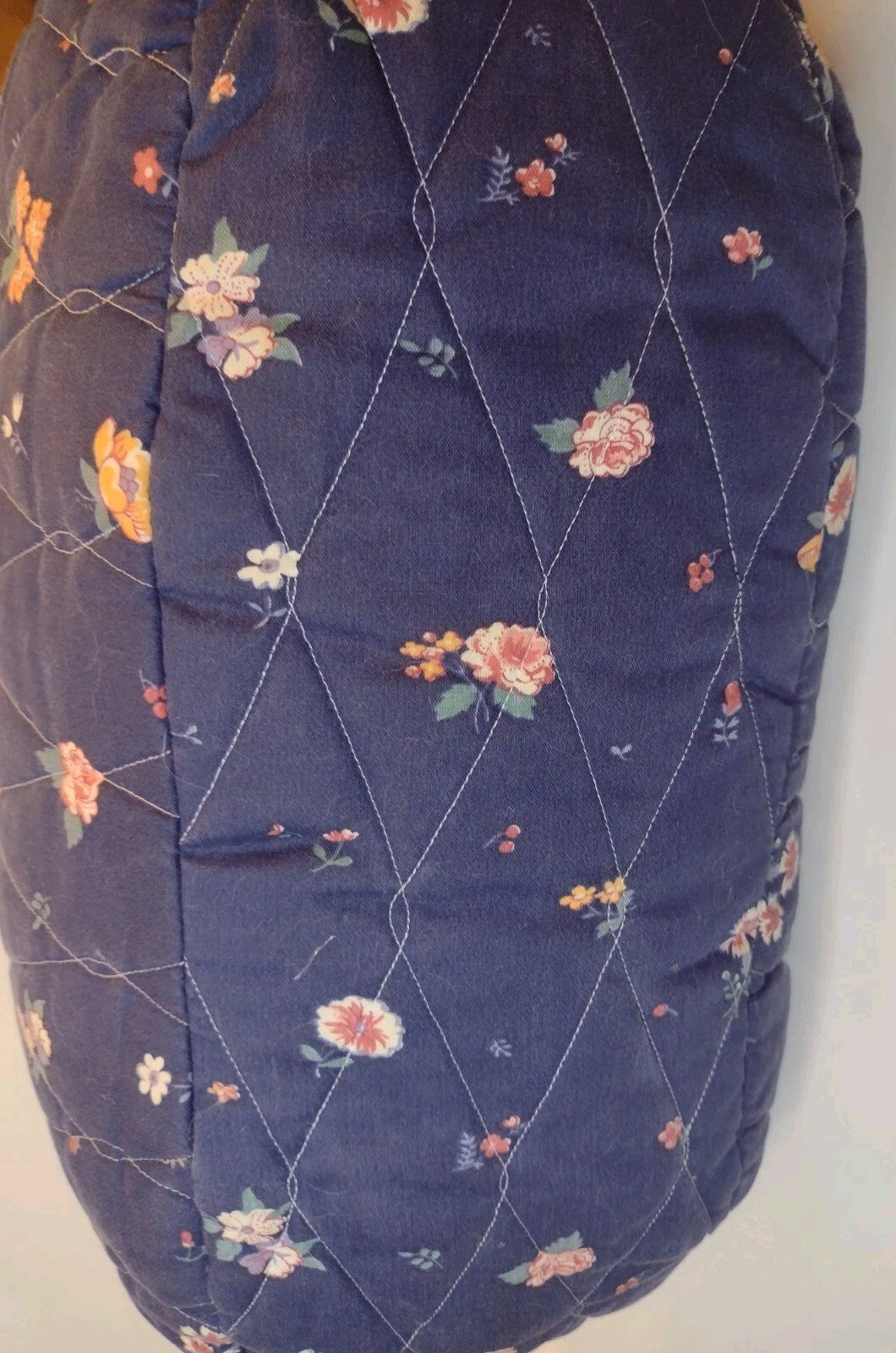 VTG 80s Quilted Craft Tote Bag Hinged Frame Knitting Sewing Floral Handmade