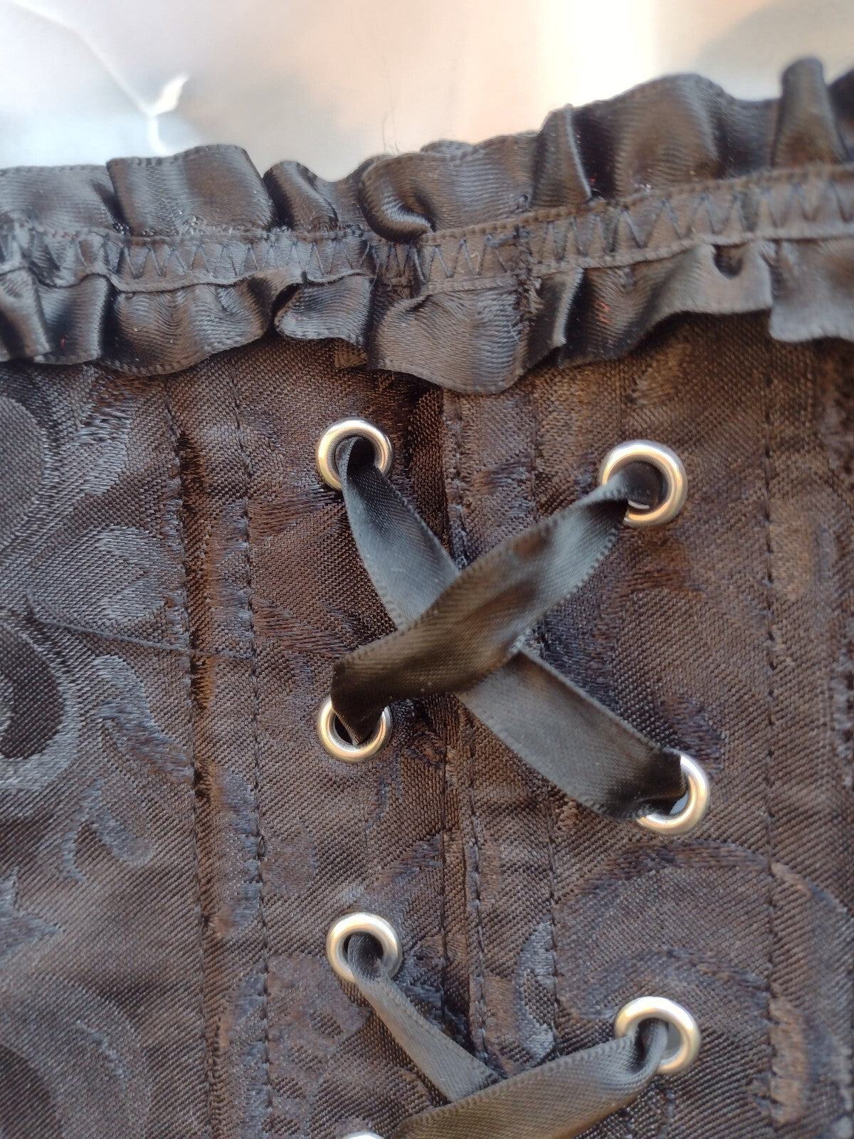Overbust Corset Bustier M Gothic Steampunk Baroque Jacquard Lace Up Boned