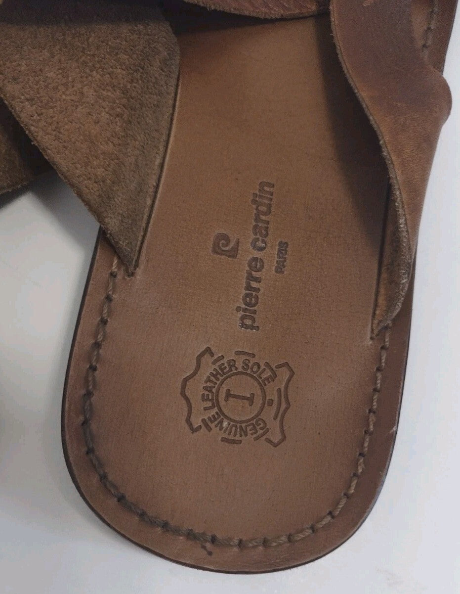 Pierre Cardin Leather Toe Loop Sandals Mens EU 42 US 8.5 9 Handmade Brown India