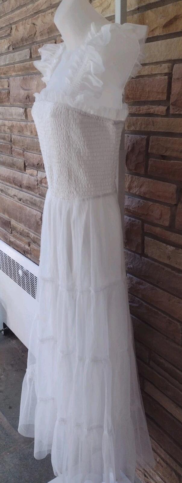 Baltic Born Emma Smocked Tulle Dress White 1XL Tiered Ruffle Lined Excellent