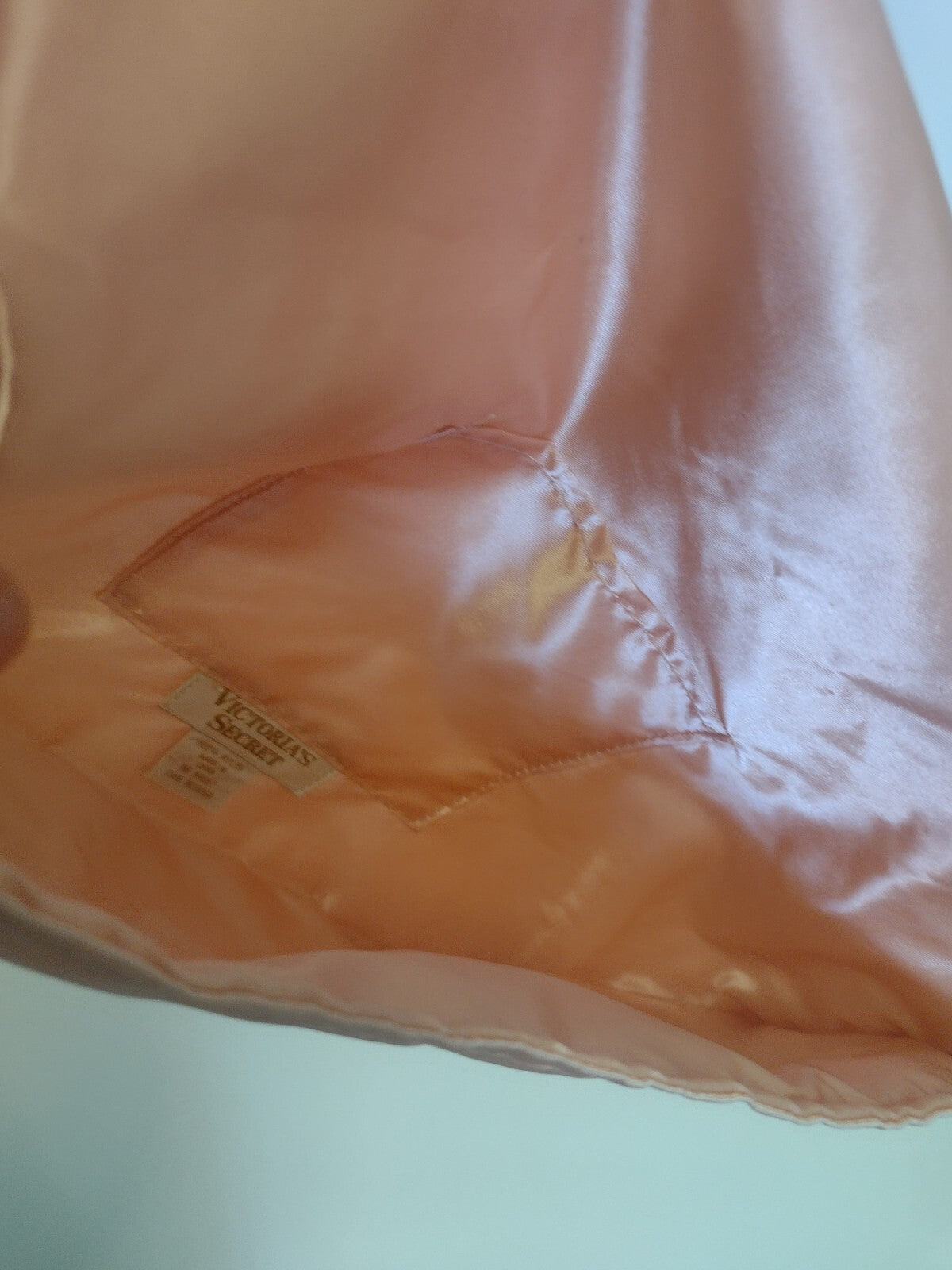 Vintage 80s Victoria's Secret Satin Lingerie Pouch Clutch Pink Lace Pearl Bridal