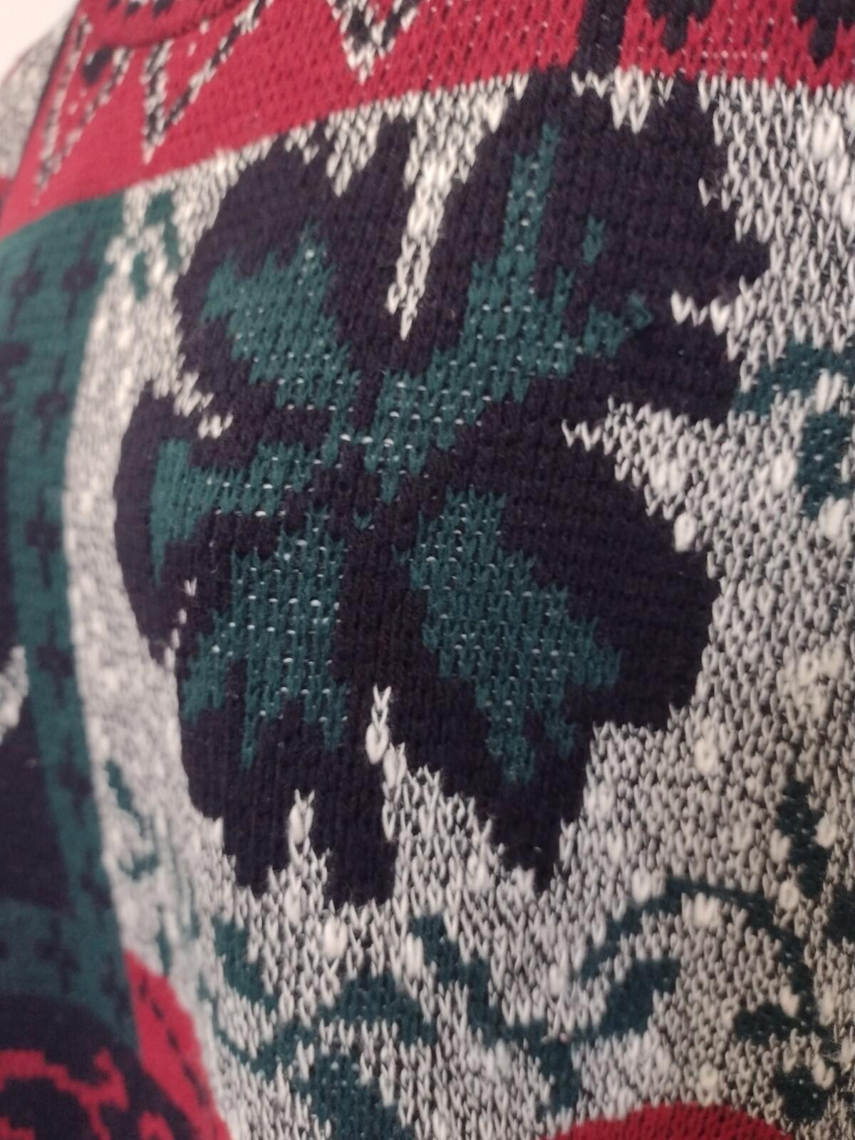 Vintage 80s Frascati USA Folk Clover Pattern Sweater Acrylic Women’s Size 40