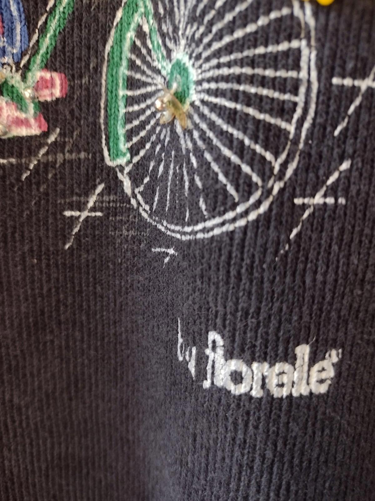 Rare 80s Fiorelle Paris 3D Artwear Sweatshirt Bicycle Cityscape M/L Handmade