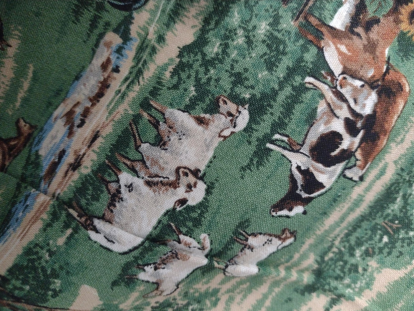 Vintage Joan Messmore Cranston Fabric Farm Animals Sunflowers 42x70