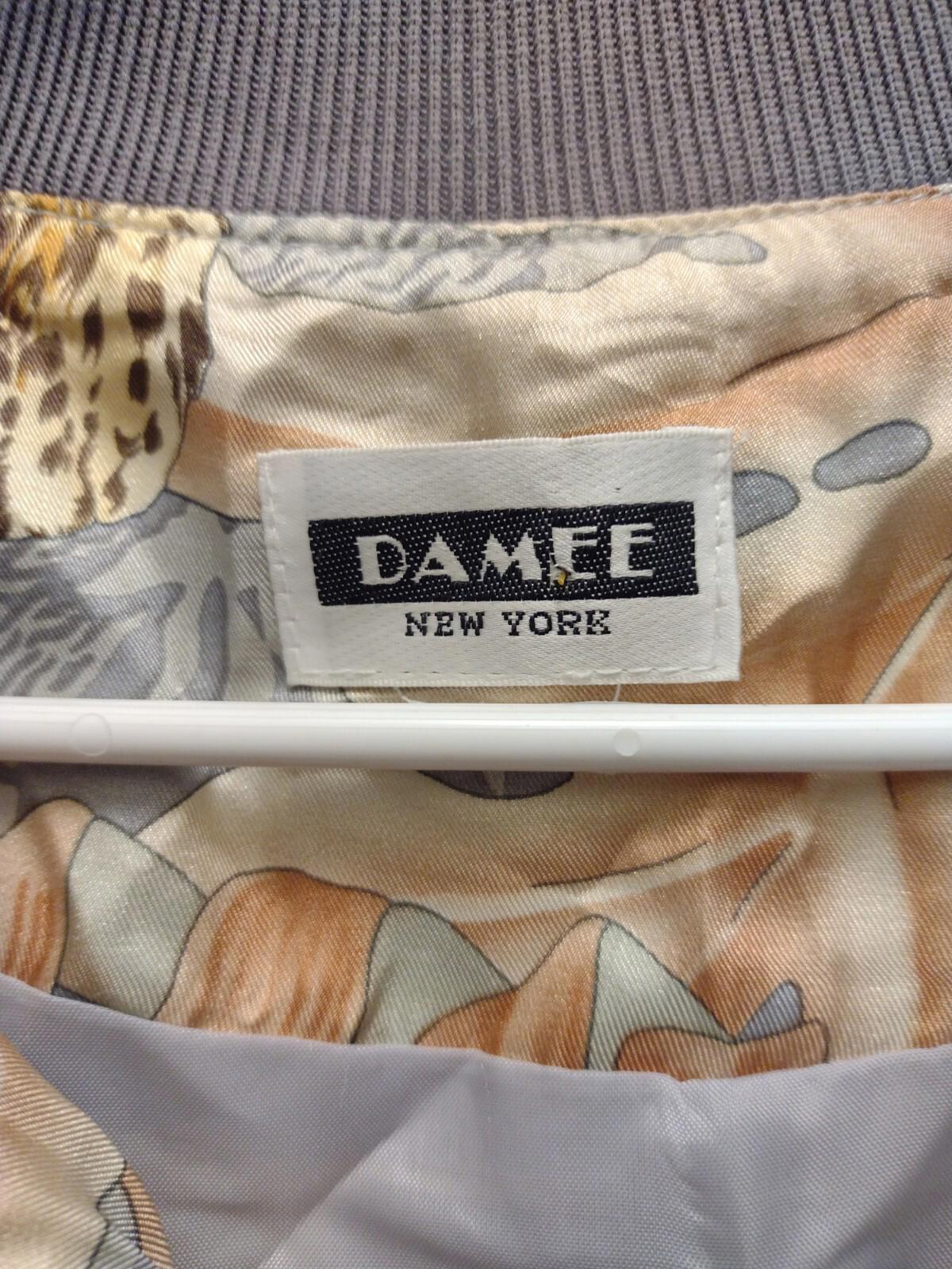 Vintage Damee NY Satin Bomber Jacket Cheetah  Zip-Up Art To Wear Sz M