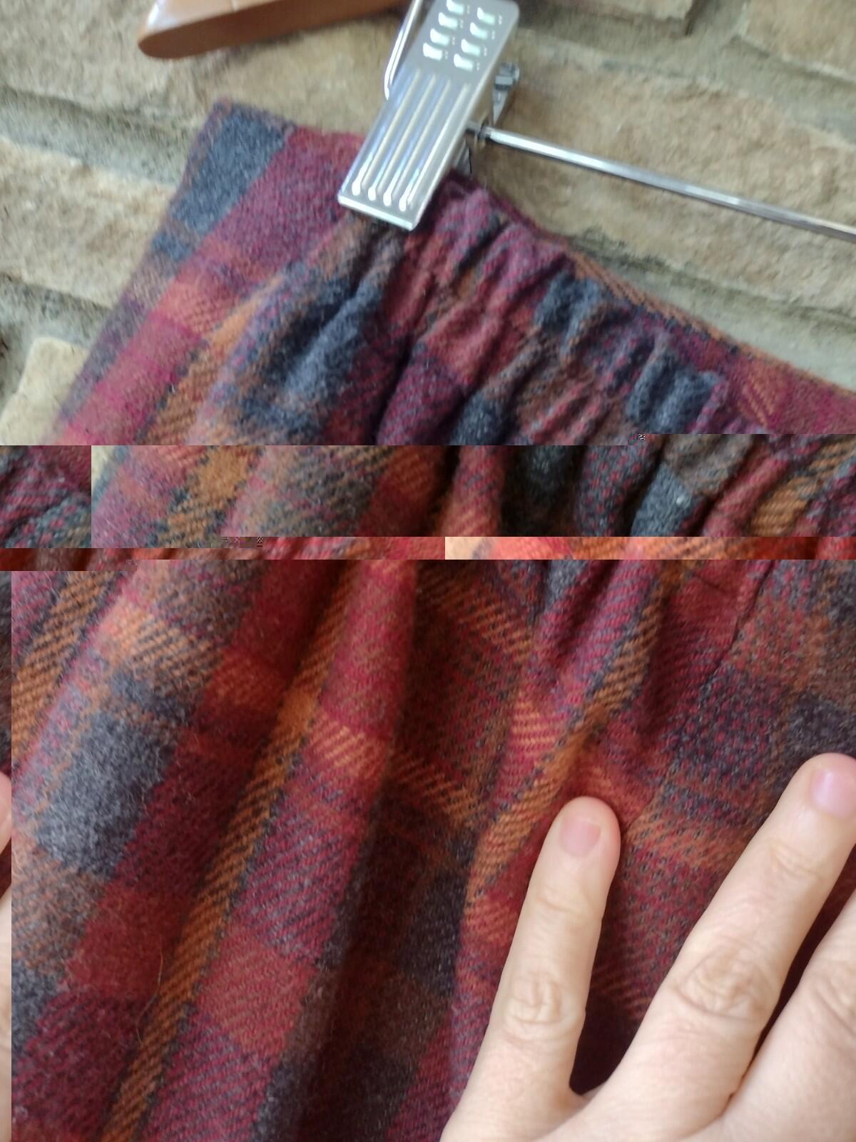 Lady Hazan Vintage 18W Wool Blend Plaid Wrap Look Skirt Fringe USA Made