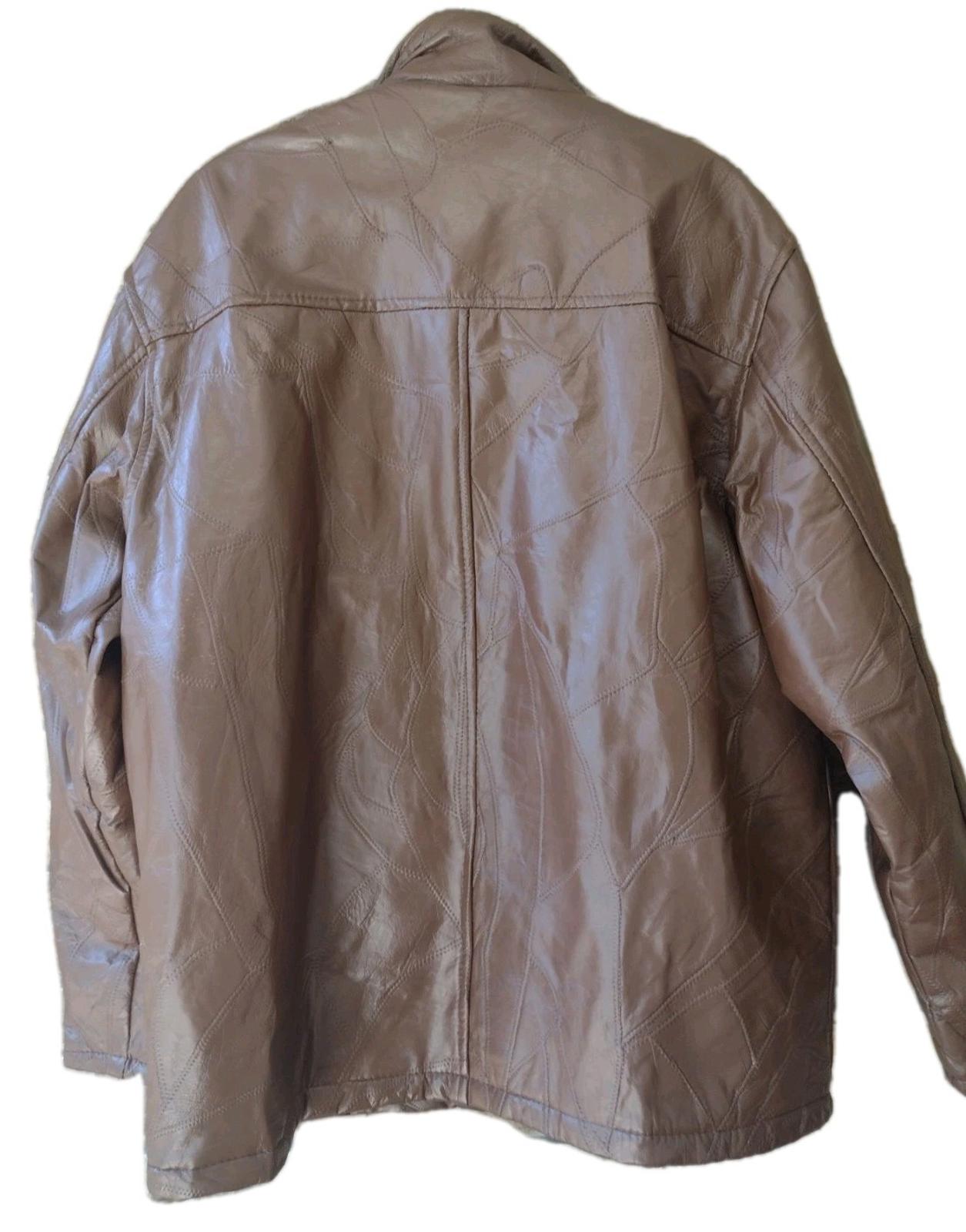 Vintage Genuine Patchwork Leather Jacket Brown W Zip Out Faux Fur Lining Sz XL