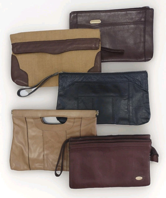 Vintage Leather Clutch Lot 5 Wristlet Envelope Pouch Handbag Boho Reseller
