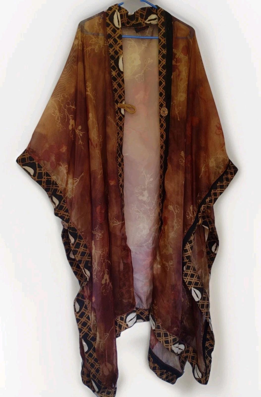 Mina Collection Kaftan Robe Mud Cloth Trim Copper Glow Rare Art to WearOne Size