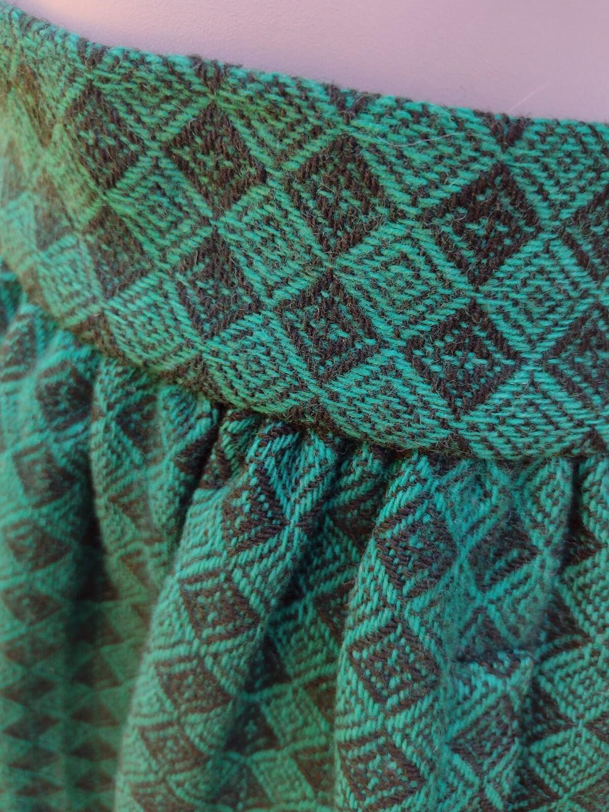 Vintage 60s Handmade Green Wool Mini Skirt Mod Twiggy Schoolgirl Pockets