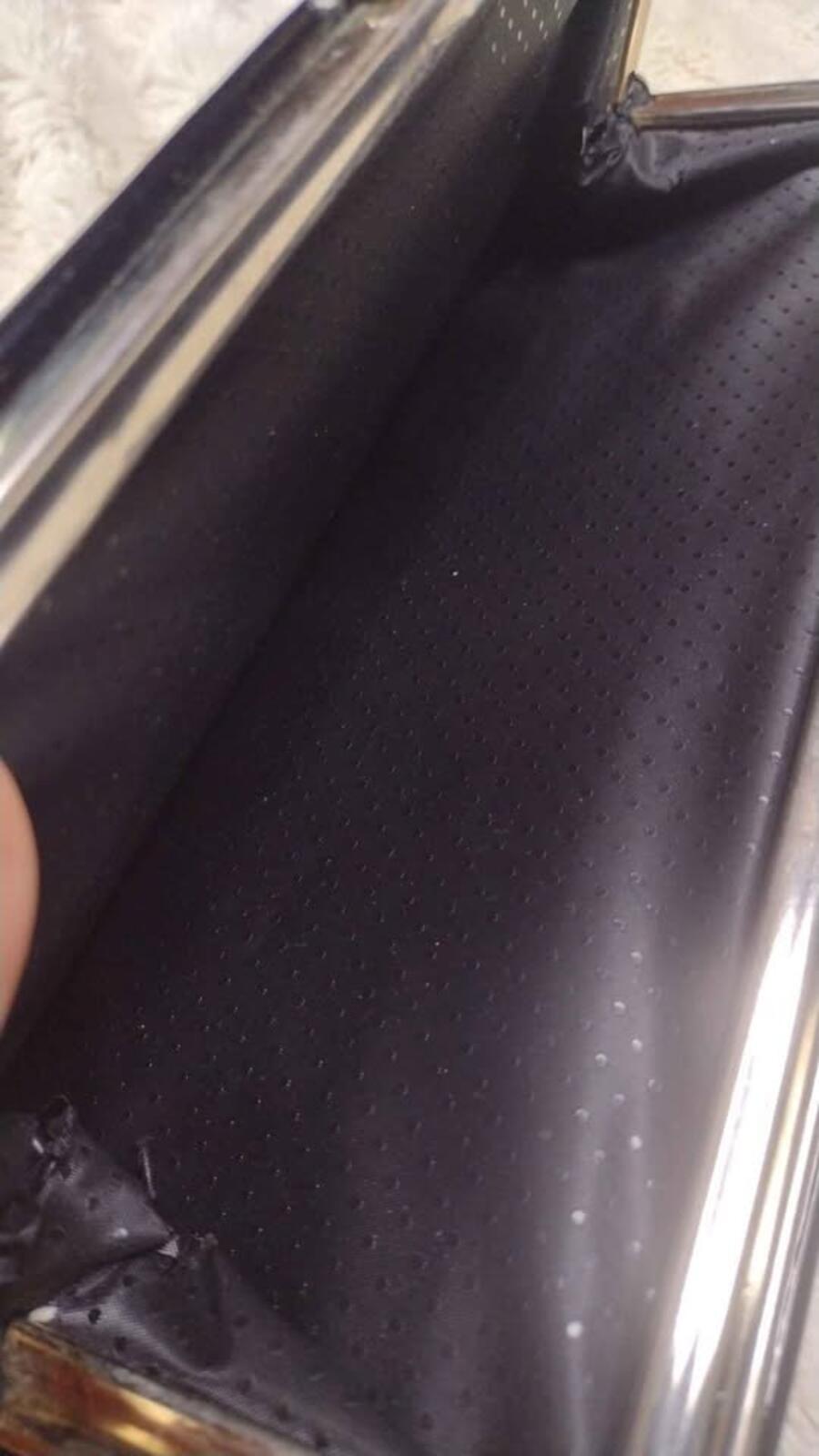 '50s black patent leather clutch frame bag catch fastener