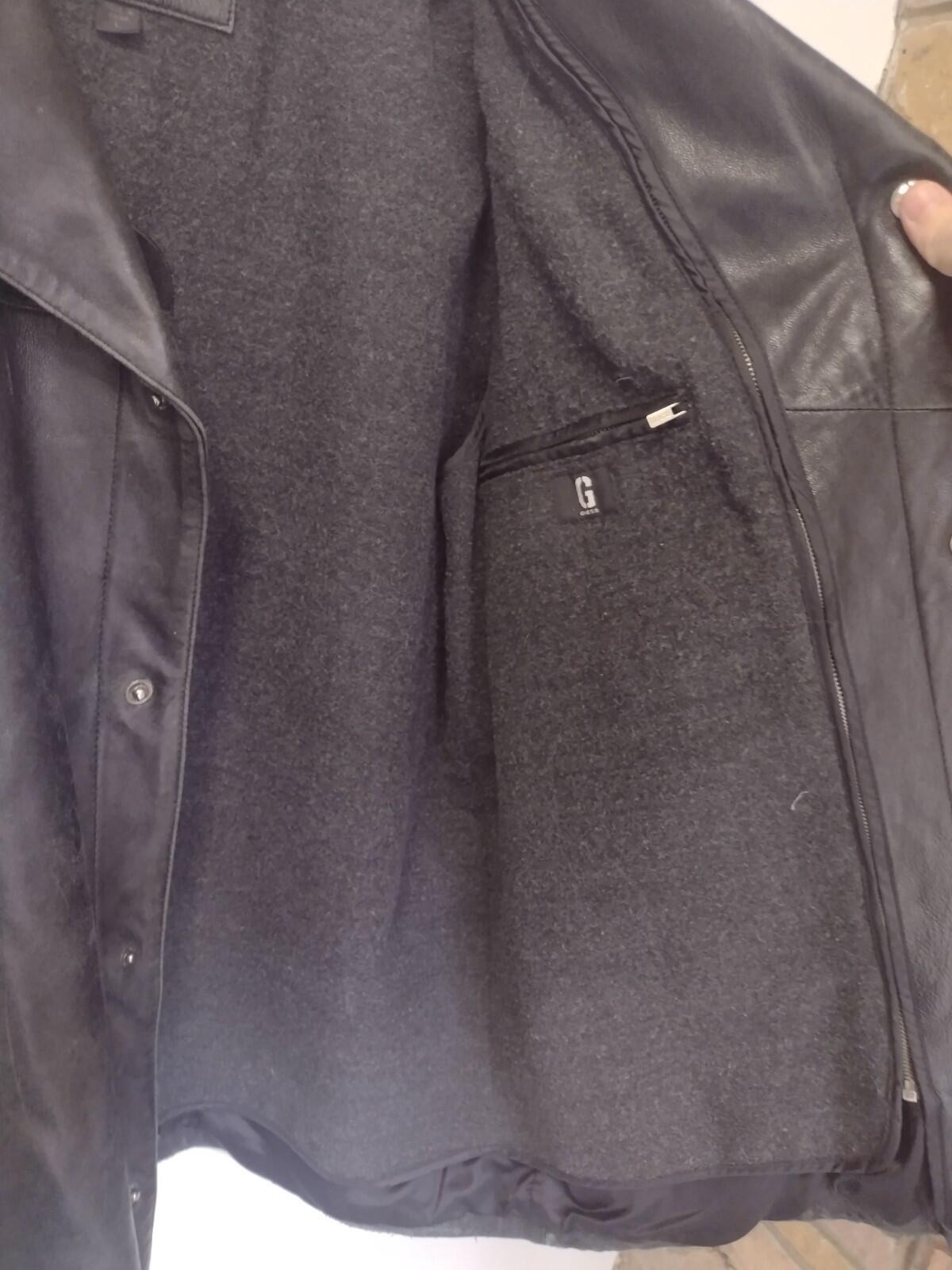 Black Old Stock Vintage Guess Butter Soft Leather Jacket W Removable Liner L