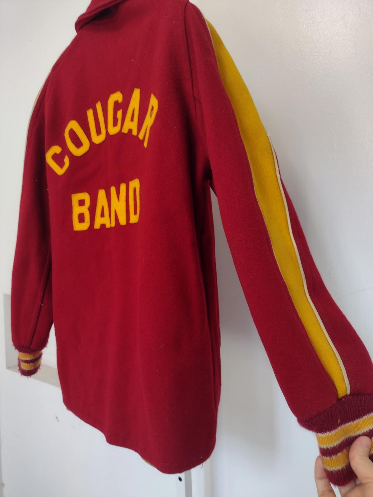 Vintage Kaye Bros Cougar Band Award Jacket Wool Red Gold Lined Men’s Small