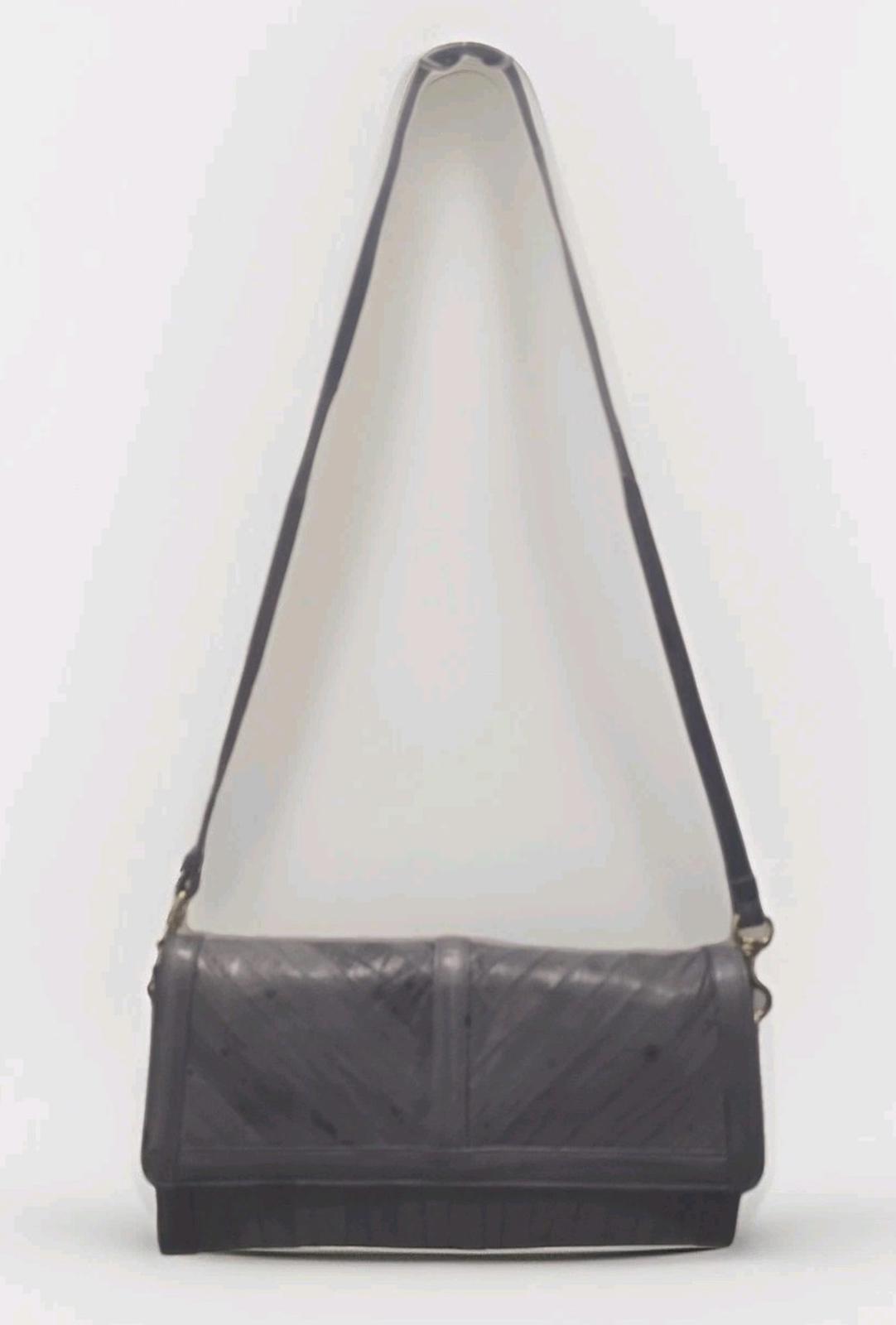 ❤️ Vintage 70s ULTRA EEL SKIN CLUTCH SHOULDER BAG Gray REMOVABLE STRAP