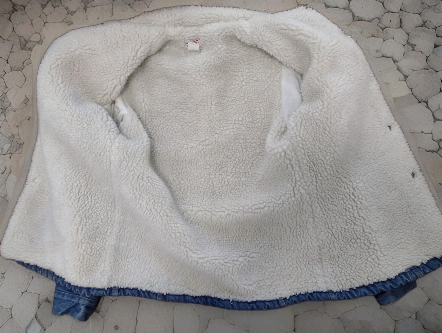 70s Levi’s Trucker Sherpa Lined Jacket Snap Front USA Made Orange Tab Sz 40
