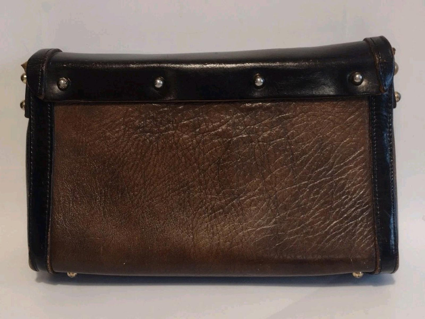 Vintage Zenith Handmade Leather Clutch Canada 1960s Mod Turn Lock Purse