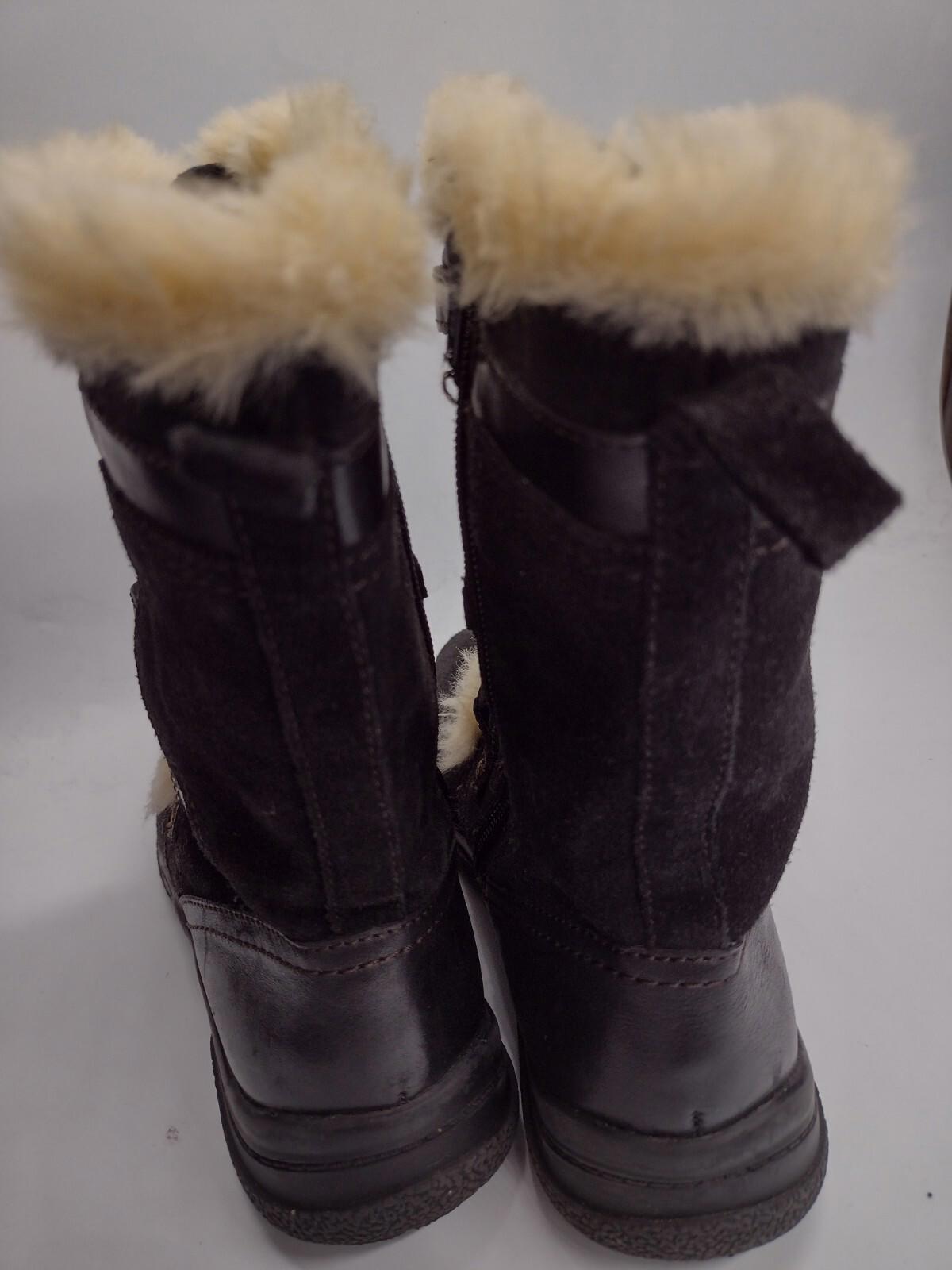 Clarks Suede Boots 6.5M Black with Faux Fur Trim Comfort mid-calf , Women 6.5M