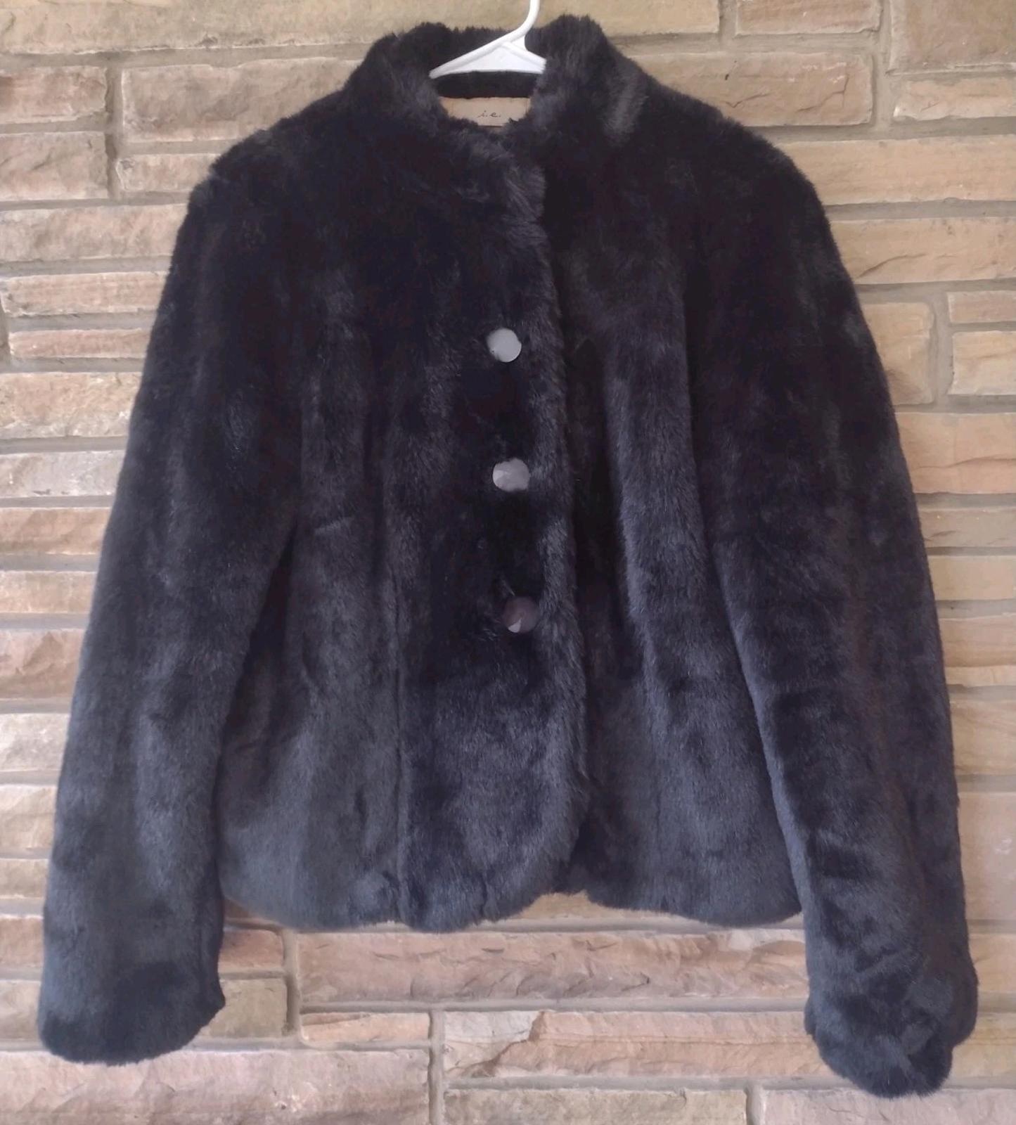 New i.e. Vintage Style Faux Mink Black Short Coat Sz L MSRP $143