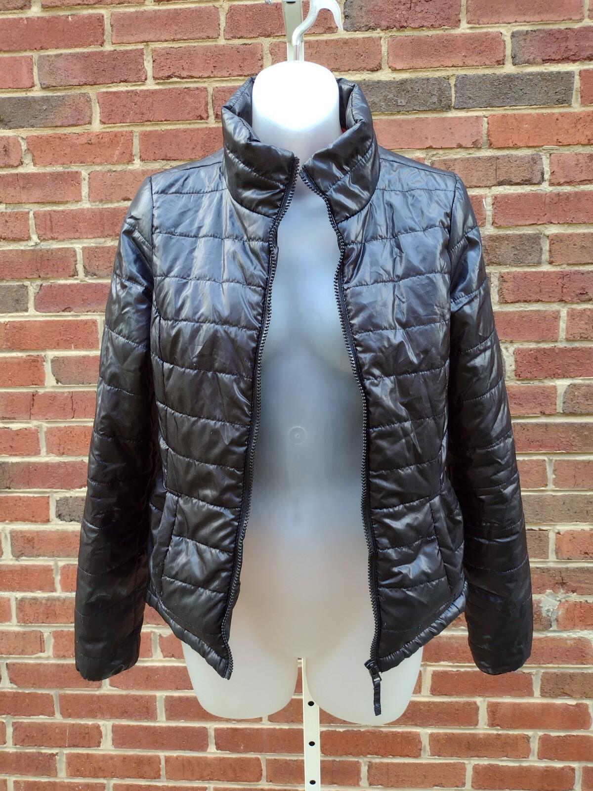 Aeropostale Black Puffer Jacket Womens S Small Full Zip Quilted Lightweight