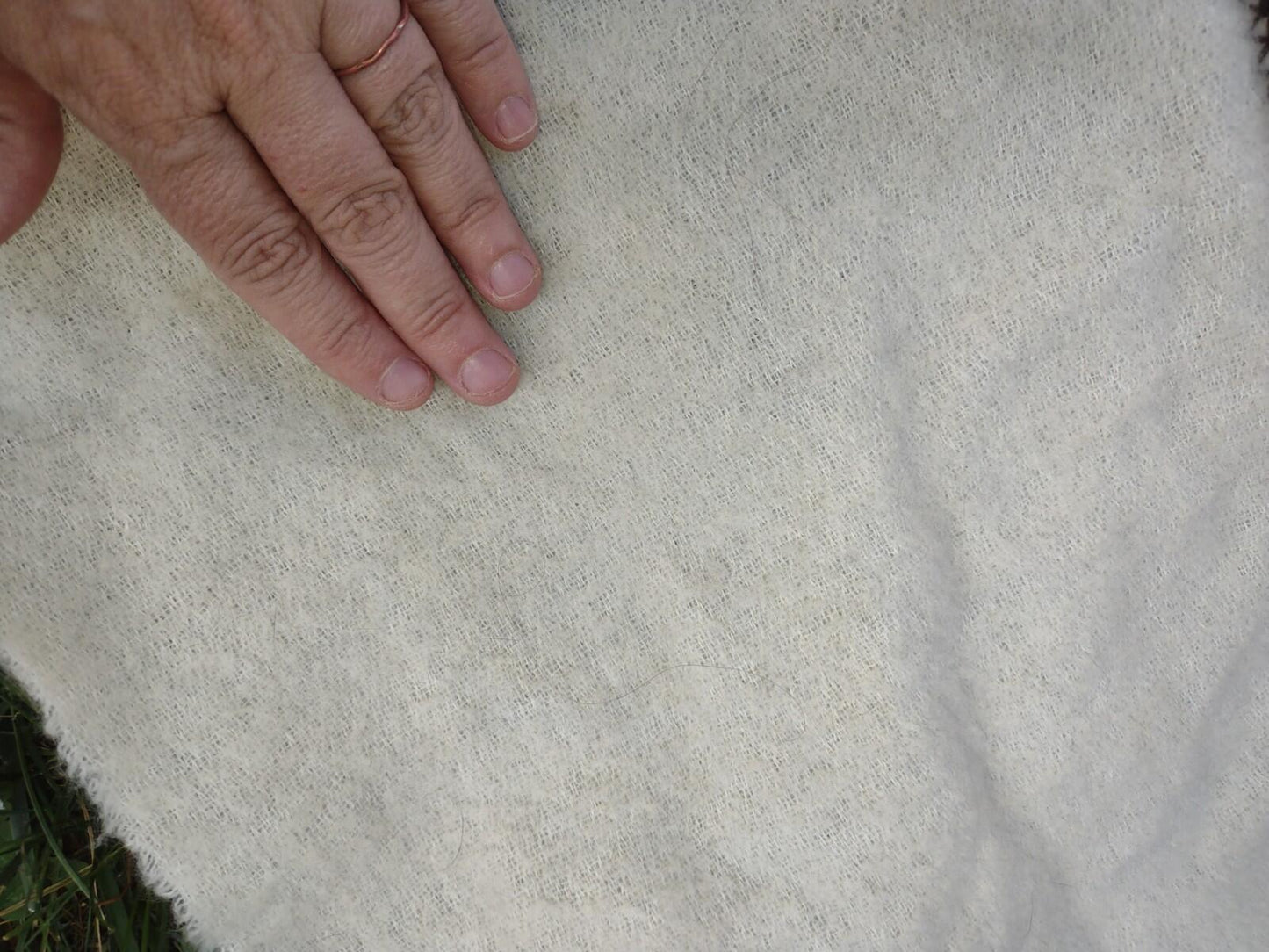 Zighilli Italian Wool Throw Cream Brown Stitch Fringe Rustic Farmhouse 76x52