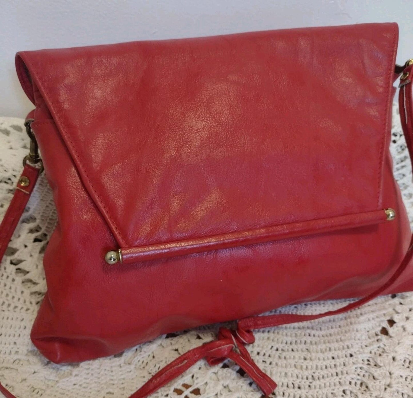 Set Of 2 VTG Red Leather & Straw Purses 80s Handmade Philippines Clutch Bag Lot