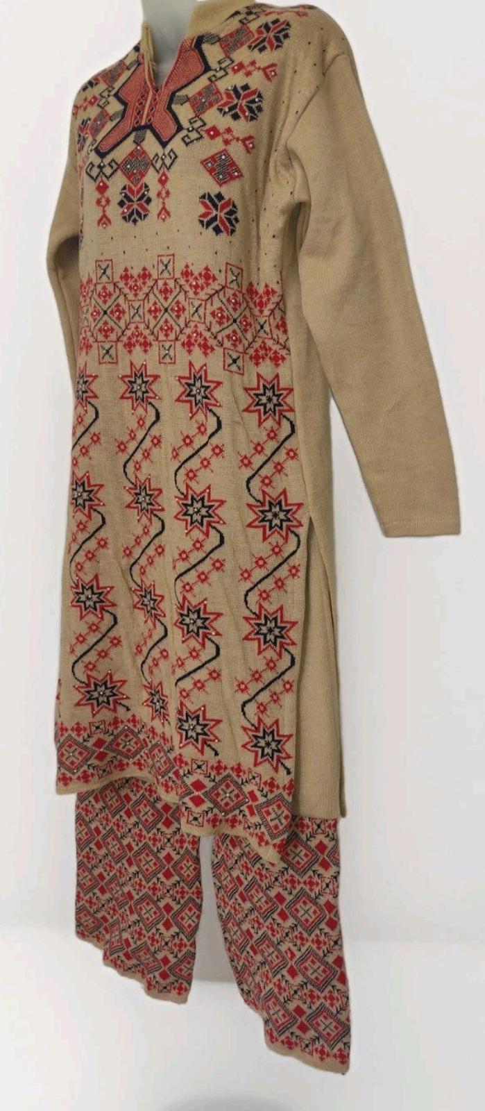 VTG Rare 80s Winter Fashion A to Z Nordic Boho Double Knit Tunic Pants Set M