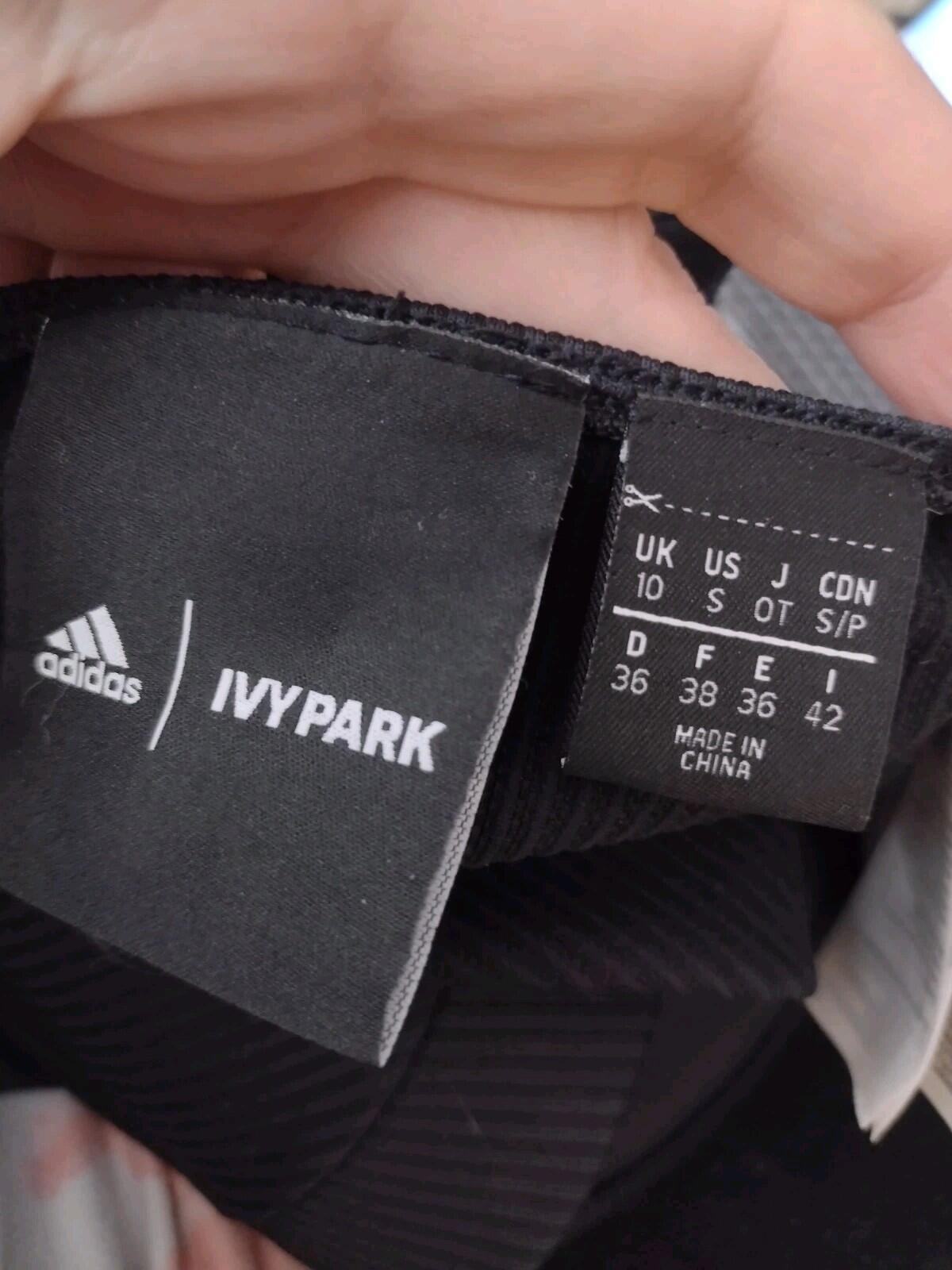 Adidas Ivy Park Ribbed Knit Crop Top Black Gold Logo Size Small