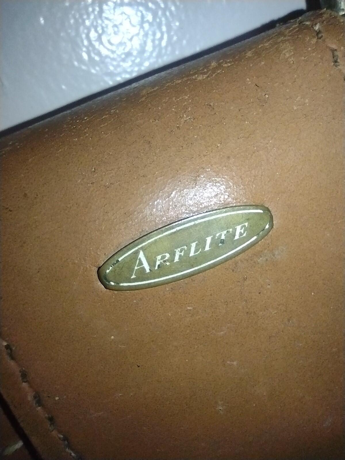 VTG 60s Arflite Leather Briefcase Brass Hardware Mid Century Structured 18x14x5