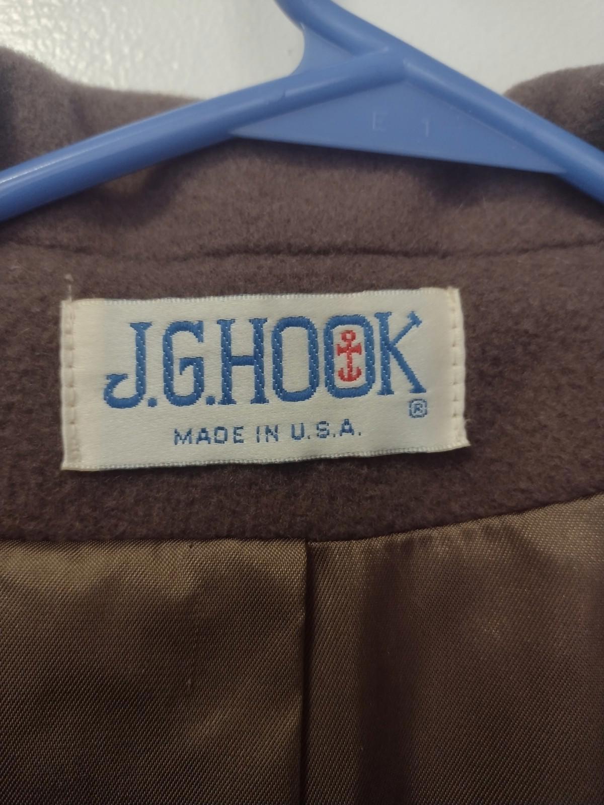 Vintage 80s JG Hook Wool Jacket Brass Anchor Buttons USA Union Made Nautical