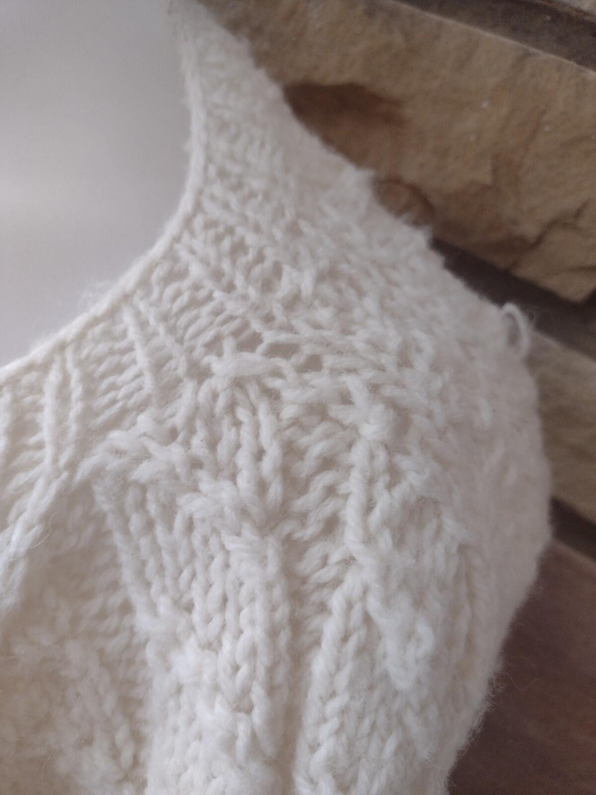 VTG 80s Hand Knit Cable Knit Cardigan Cream Wool Blend – Chunky Cozy