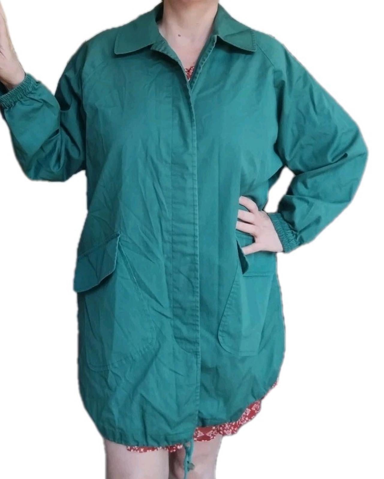 Vintage Apart Utility Jacket Wom L Green Cotton Blend Drawstring Satin Lined Y2k