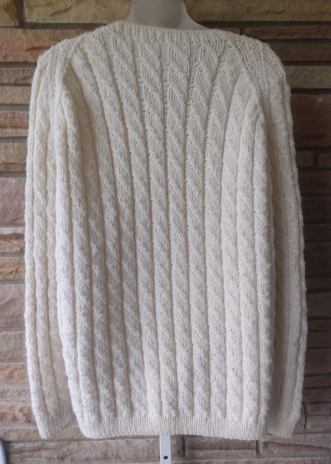 VTG 80s Hand Knit Cable Knit Cardigan Cream Wool Blend – Chunky Cozy