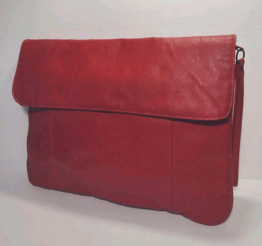 Vintage Sarne Country Crafted Red Faux Leather Envelope Clutch Bag Taiwan 14x10