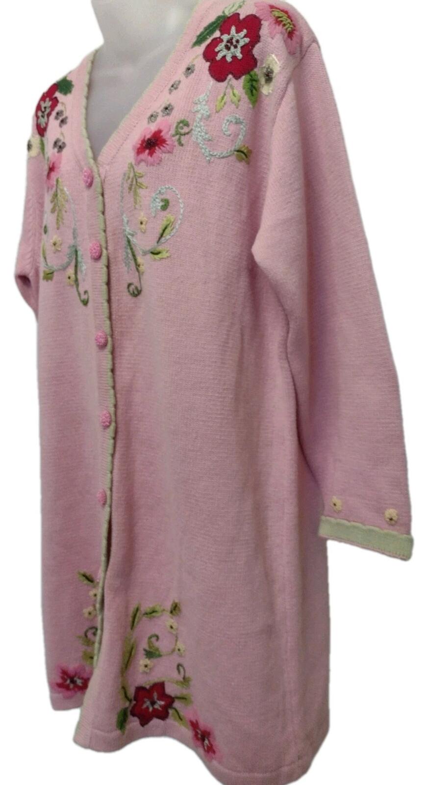 Storybook Knits Wrapped in Romance Floral Duster Cardigan L