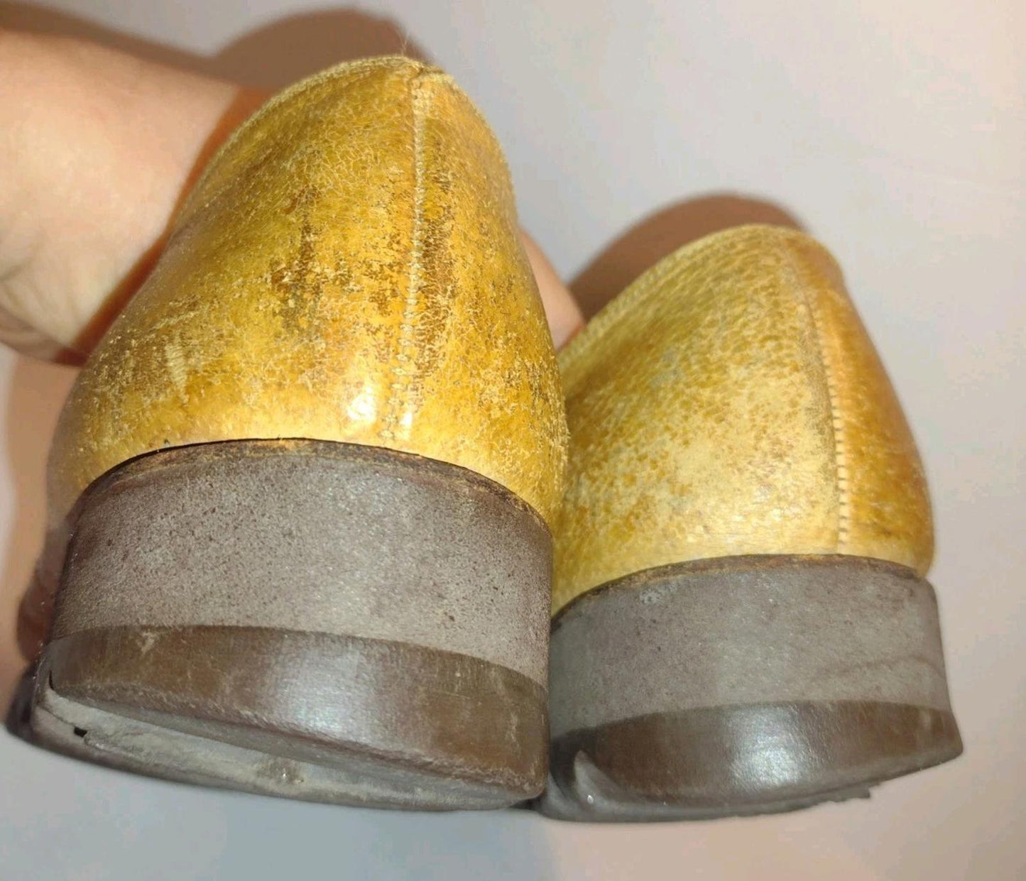 Vintage 60s Women’s Brown Leather Shoes Zigzag Sole Lace Up 10” Sz 7.5