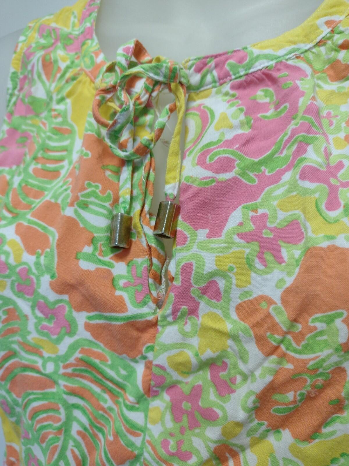 Lilly Pulitzer Target yellow pink green jungle rayon romper jumpsuit pockets XL