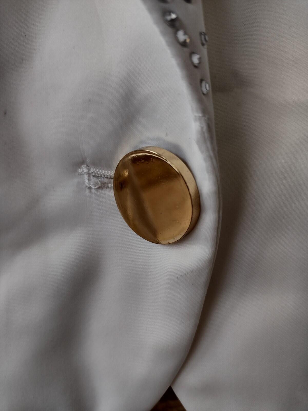 VDP Sport Italia Rare Vintage Tuxedo Jacket Swarovski Crystal & White Satin Sz.S