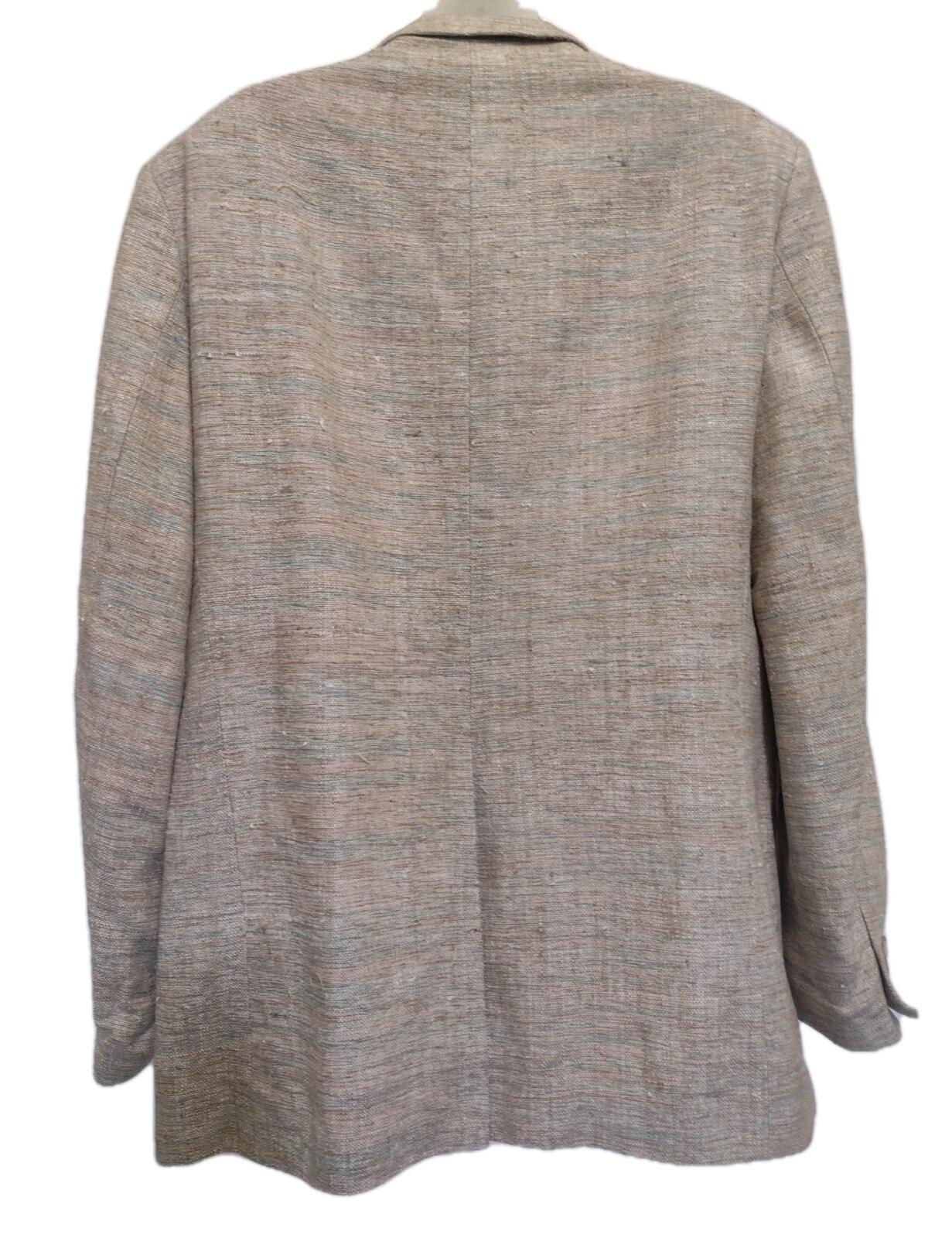JG Hook VTG 80s Raw Silk Blazer Size 42 Made in Hungary Turquoise Beige