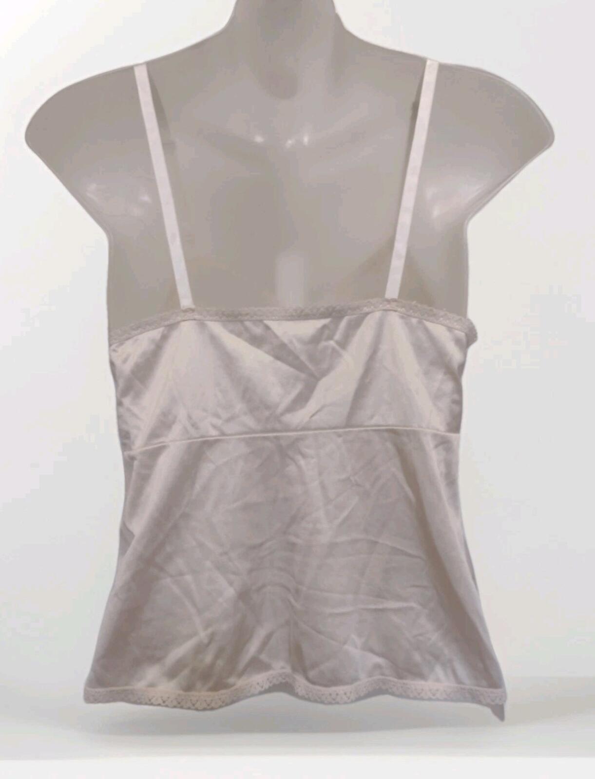 VTG 70s Beige Nylon Lace Camisole Top Small Summer Layering Sheer Bust