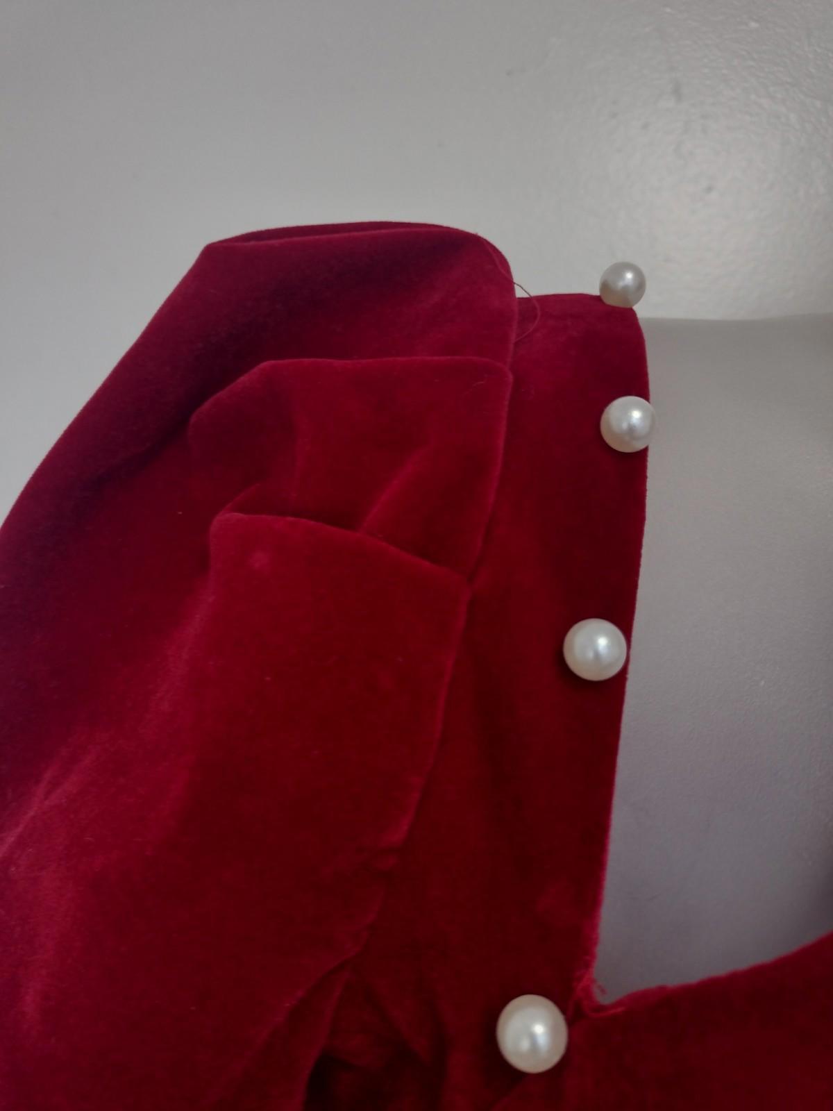 Wine Velvet Pearl Embellished Mini Dress Korean M XS‑S Victorian Inspired