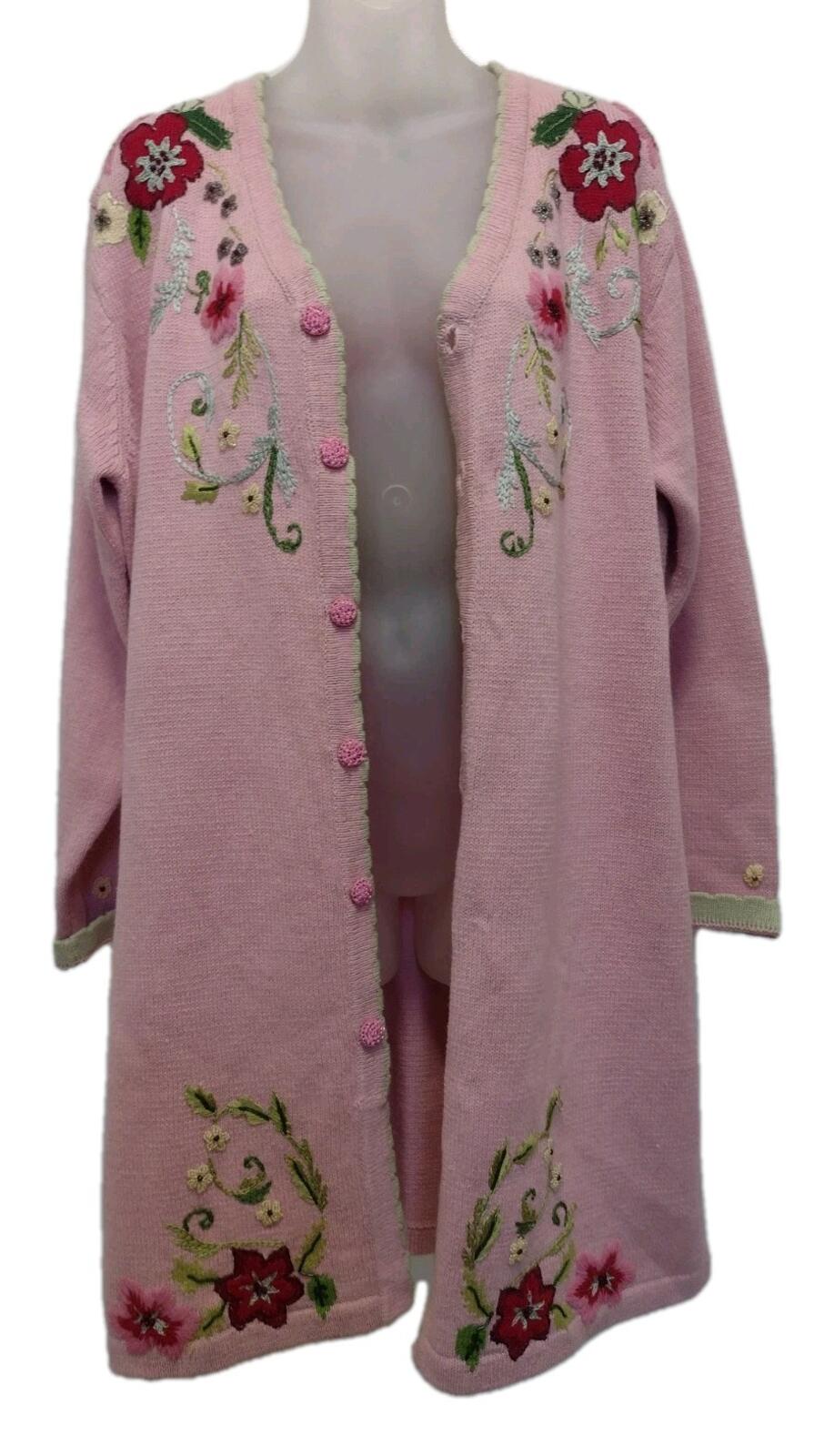 Storybook Knits Wrapped in Romance Floral Duster Cardigan L