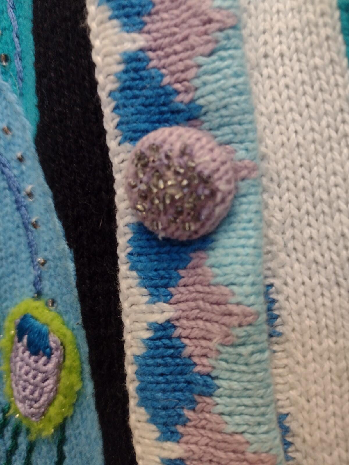 Storybook Knits Regal Plumage Peacock Cardigan L Embroidered
