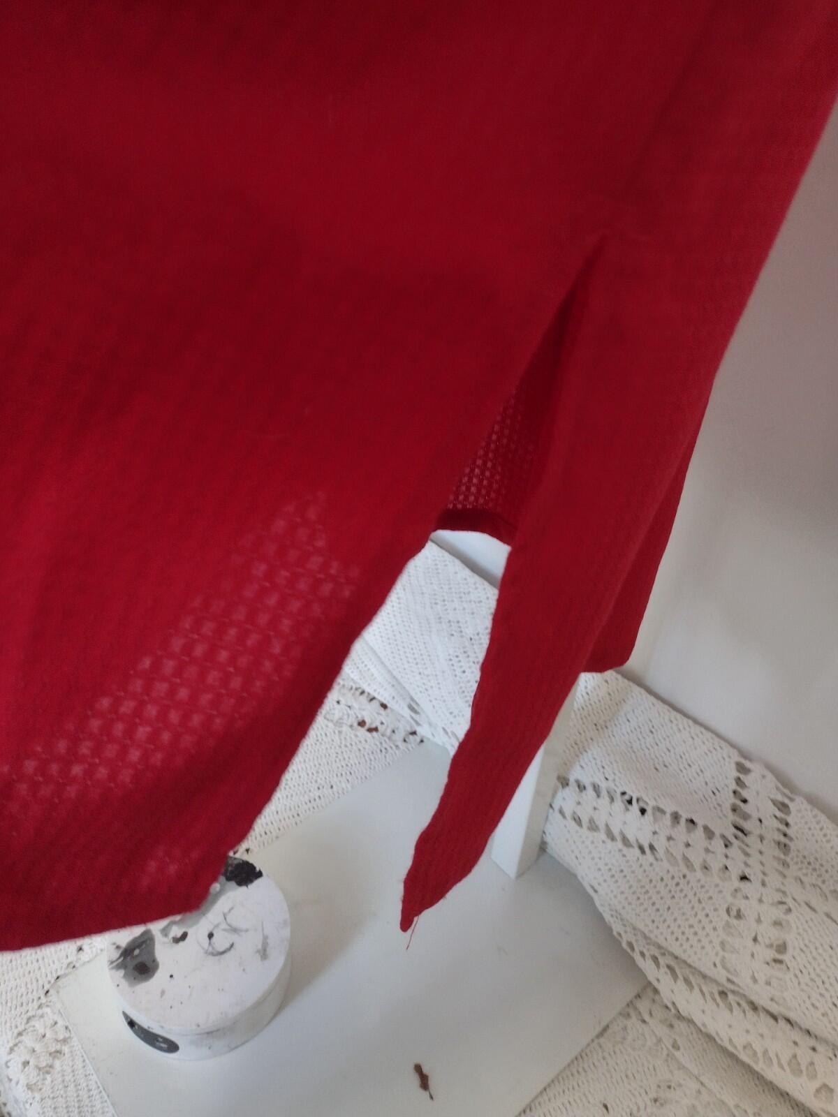 Melissa Harper Red Textured Sleeveless Dress Size 10 Button Back Pockets