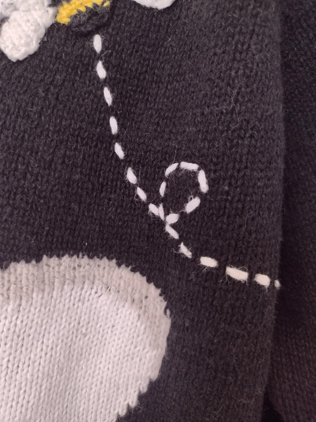 Rare Vintage Y2K Quacker Factory Daisy B Embroidered Black Sweater Sz M