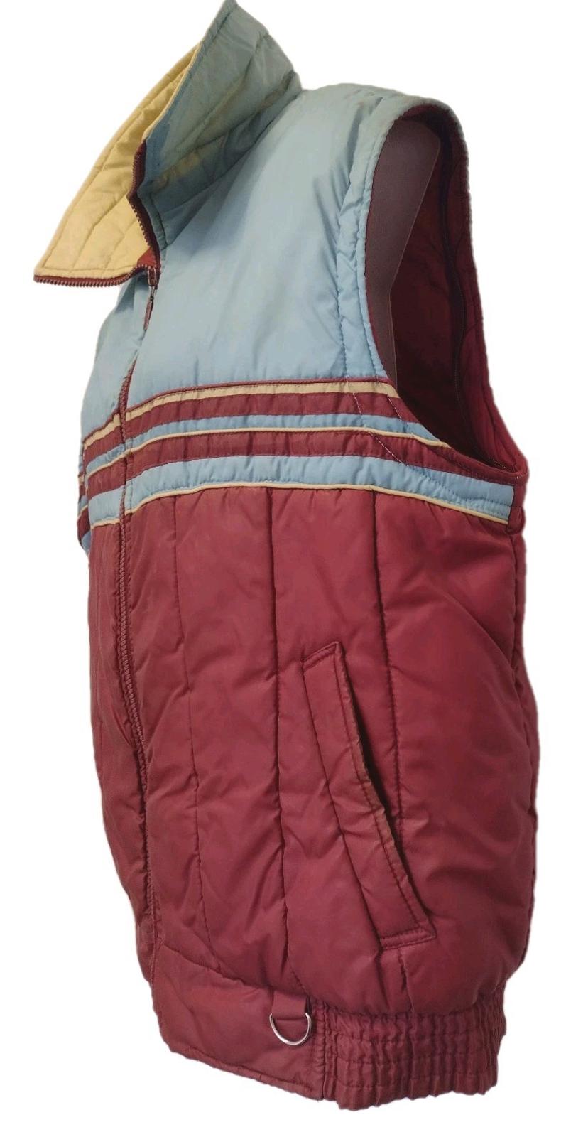 VTG 80s Sigallo Waterproof Puffer Jacket Zip Off Sleeves Brick Red  Korea Sz L