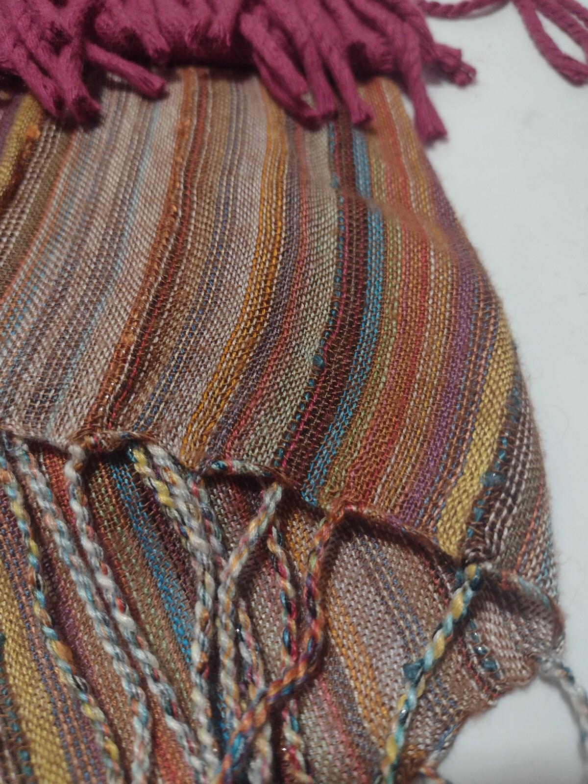 Lot Of 3 Scarves Scarf Lot Multicolor Stripe, Solid Fuchsia & Multicolor Knit