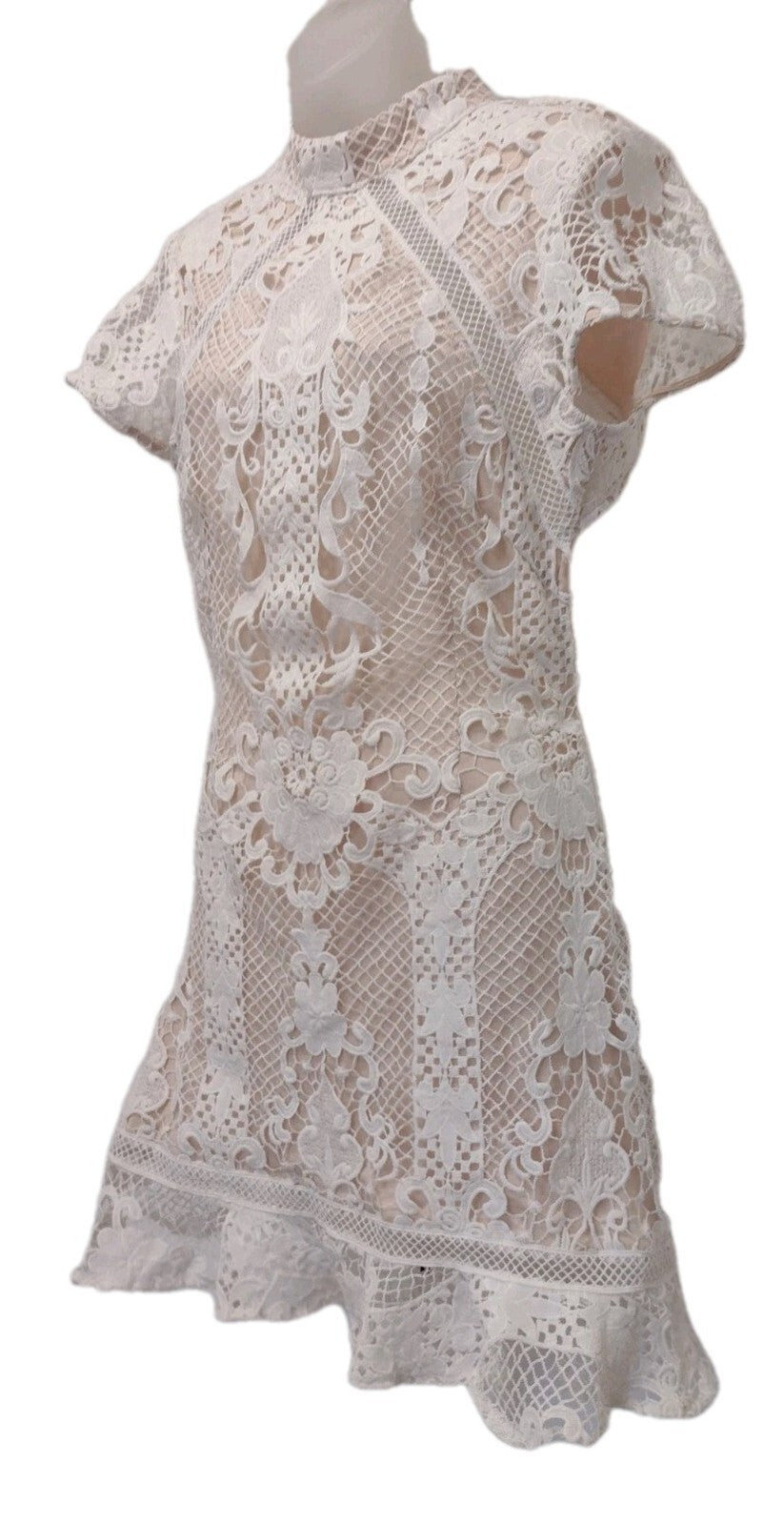 Superdown Lace Mini Dress Open Back White Bridal Cocktail Coquette Large